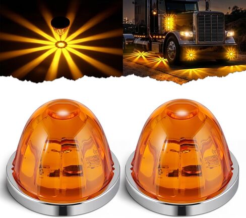 2PCS Watermelon Lights, Strobe & Constant Dual Function Amber LED Watermelon Lights, IP65 Waterproof Stop Turn Marker Tail Lights, for 12-24V Semi Trailers, Trucks, Pickups, Supports Light Mode Sync in Kuwait