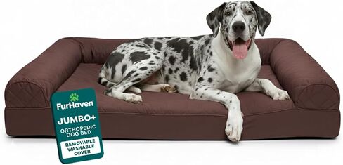 Furhaven Orthopedic Dog Bed for Large Dogs w/ Removable Bolsters & Washable Cover, For Dogs Up to 95 lbs - Quilted Sofa - Silver Gray, Jumbo/XL in Saudi Arabia