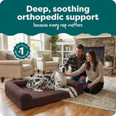 Furhaven Orthopedic Dog Bed for Large Dogs w/ Removable Bolsters & Washable Cover, For Dogs Up to 95 lbs - Quilted Sofa - Silver Gray, Jumbo/XL in Saudi Arabia