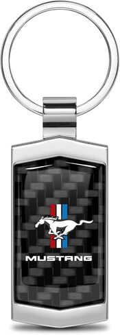 iPick Image for Ford Mustang Tri-Bar Real 3K Carbon Fiber Metal Case Key Chain in Kuwait