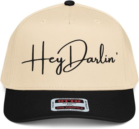 NX1 Hey Darlin قبعة مطرزة بلونين متوسط ​​التاج منحني بيل Snapback هدية قبعة نصية للرجال والنساء in Saudi Arabia