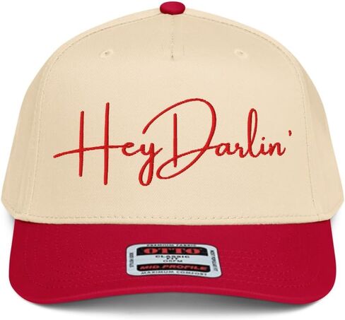 NX1 Hey Darlin قبعة مطرزة بلونين متوسط ​​التاج منحني بيل Snapback هدية قبعة نصية للرجال والنساء in Saudi Arabia