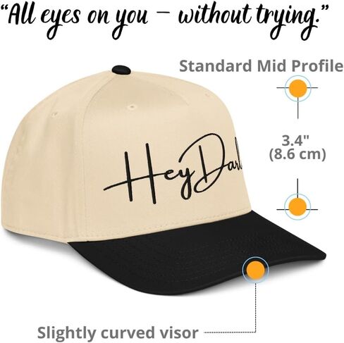 NX1 Hey Darlin قبعة مطرزة بلونين متوسط ​​التاج منحني بيل Snapback هدية قبعة نصية للرجال والنساء in Saudi Arabia