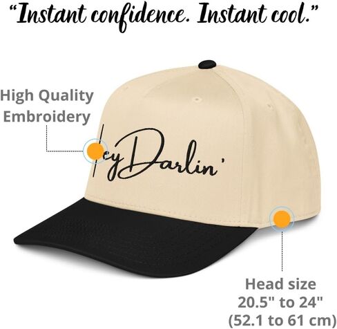 NX1 Hey Darlin قبعة مطرزة بلونين متوسط ​​التاج منحني بيل Snapback هدية قبعة نصية للرجال والنساء in Saudi Arabia