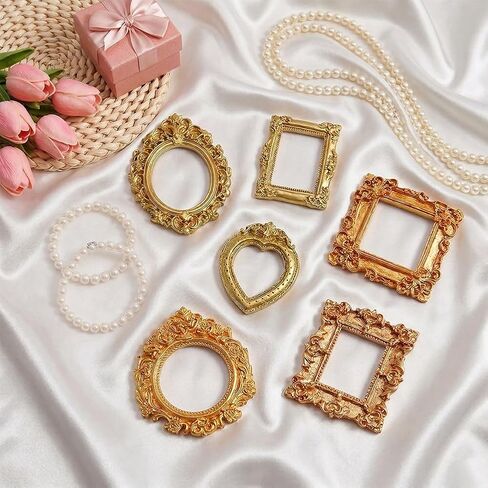 30Pcs Vintage Mini Picture Frames Mini Gold Frames Small Antique Resin Photo Frame for DIY Tabletop Jewelry Display Photography Holiday Party Wall Decor in Kuwait