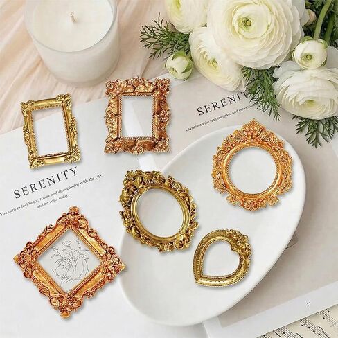 30Pcs Vintage Mini Picture Frames Mini Gold Frames Small Antique Resin Photo Frame for DIY Tabletop Jewelry Display Photography Holiday Party Wall Decor in Kuwait