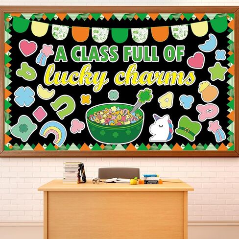 St. Patrick's Day Bulletin Board Classroom Decorations Green Shamrock Cutouts Shamrock Bulletin Board for Holiday Nursery Classroom Door Wall Decor St. Patrick's Party Supplies in Saudi Arabia