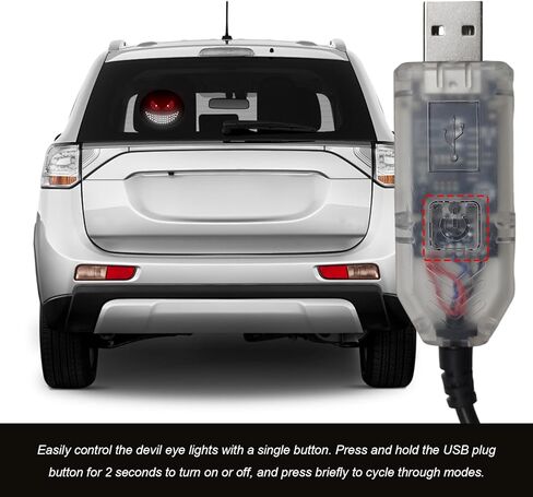 ضوء عيون الشيطان للسيارات، توصيل وتشغيل USB، أضواء عين الشيطان LED، علامة ديناميكية للزجاج الأمامي مع 11 وضعًا، نافذة خلفية LED مضحكة، أدوات خارجية لعلامة الشيطان للسيارات وسيارات الدفع الرباعي (H-7) in Kuwait