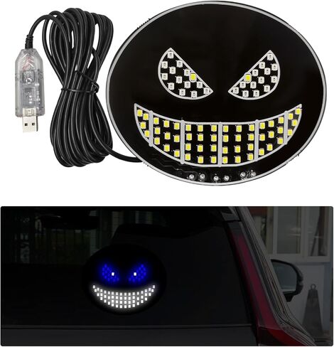 ضوء عيون الشيطان للسيارات، توصيل وتشغيل USB، أضواء عين الشيطان LED، علامة ديناميكية للزجاج الأمامي مع 11 وضعًا، نافذة خلفية LED مضحكة، أدوات خارجية لعلامة الشيطان للسيارات وسيارات الدفع الرباعي (H-7) in Kuwait