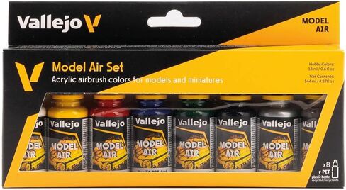 Acrylicos Vallejo Colors Modelic Model Model Air Paint ، 1/2 FL. أوز. زجاجات ، 8 ألوان in Saudi Arabia
