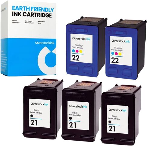 21 and 22 Combo Pack Replacement Ink Cartridge for HP Printers (3 Black, 2 Color) in Saudi Arabia