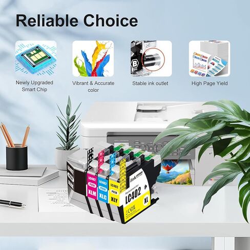 خراطيش حبر LC402 LC402XL بديلة لخراطيش حبر Brother LC402XL، متوافقة مع طابعات Brother MFC-J6940DW J5340DW J6540DW J6740DW، عالية الإنتاجية، أحدث رقاقة، بدون انسداد (4 عبوات، BK/C/M/Y) in Kuwait