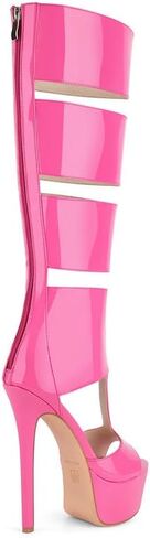 Only maker Women's Gladiator Knee High Stilettos Heels Sandals,Platform Peep Toe Back Zipper Shoes in Saudi Arabia