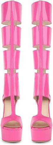 Only maker Women's Gladiator Knee High Stilettos Heels Sandals,Platform Peep Toe Back Zipper Shoes in Saudi Arabia