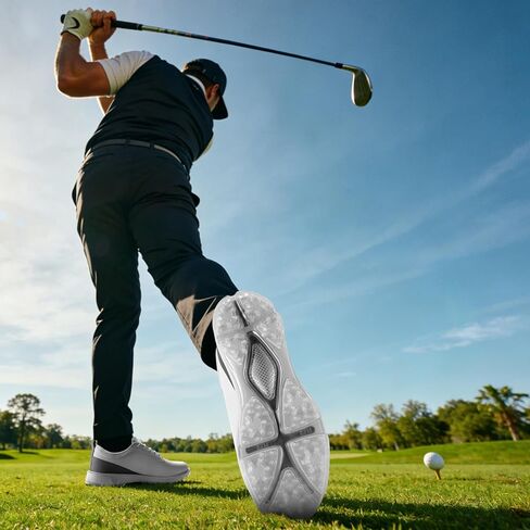 Men's Waterproof Golf Shoes–Spikeless Non-Slip Athletic Golf Sneakers with High-Traction Sole, Lightweight Professional Outdoor Walking Shoes in Saudi Arabia