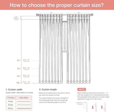 ستائر Rinwoc من الكتان ذات الطيات المضغوطة بطول 96 بوصة، 2 لوحة من الطيات المدربة على الذاكرة من الكتان المزخرف غير شفافة - ستائر خصوصية مرشحة للضوء لغرفة الفتيات، معالجة النوافذ الشفافة باللون الوردي (W40xL96) in Kuwait