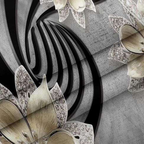 الفن التجريدي الأزهار الأسود والرمادي ستائر التعتيم 84 بوصة طويلة 2 لوحات مجموعة، الماس والمجوهرات الزهور السوداء خارج الستائر الحريرية سواد الحرارية ستائر النافذة المعزولة لغرفة النوم غرفة المعيشة 52x84 in Kuwait