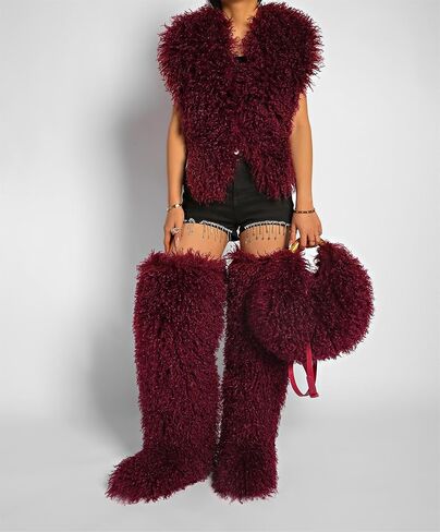 Faux Fur Handbag and Purse for Women Y2K Fluffy Hobo Shoulder Bag Cute Plush Furry Crossbody Bag with Adjustable Strap in Saudi Arabia