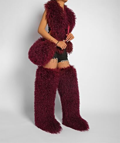 Faux Fur Handbag and Purse for Women Y2K Fluffy Hobo Shoulder Bag Cute Plush Furry Crossbody Bag with Adjustable Strap in Saudi Arabia