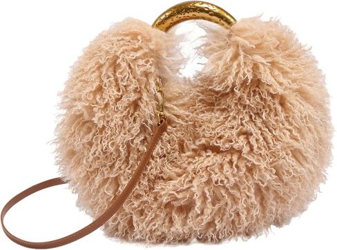 Faux Fur Handbag and Purse for Women Y2K Fluffy Hobo Shoulder Bag Cute Plush Furry Crossbody Bag with Adjustable Strap in Saudi Arabia