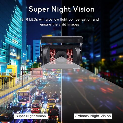 نظام كاميرا احتياطية RV، كاميرا احتياطية للمركبة بشاشة 7 بوصة 1080 بيكسل عالية الدقة، كاميرا رؤية خلفية مقاومة للماء مع رؤية ليلية 18 IR LED عكسية للشاحنة وكاميرا احتياطية سلكية للسيارات/المقطورة/الشاحنة/الجيب/سيارات الدفع الرباعي in Kuwait