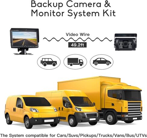 نظام كاميرا احتياطية RV، كاميرا احتياطية للمركبة بشاشة 7 بوصة 1080 بيكسل عالية الدقة، كاميرا رؤية خلفية مقاومة للماء مع رؤية ليلية 18 IR LED عكسية للشاحنة وكاميرا احتياطية سلكية للسيارات/المقطورة/الشاحنة/الجيب/سيارات الدفع الرباعي in Kuwait