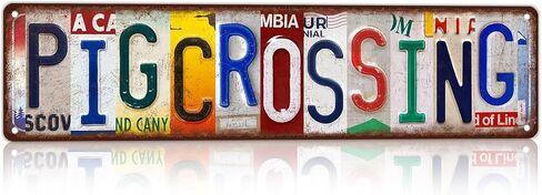 Vintage Pig Crossing Street Sign Wall Decor Metal Tin Signs for Bar Home Bedroom Garage in Kuwait