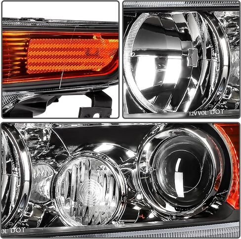 2004-2008 for Acura TSX Headlight Assembly Compatible with for 2004-2008 for Acura TSX Base Sedan 4-Door 2.4L Headlamp Black Housing Amber Reflector Replace Driver and Passenger Side Headlight in Kuwait