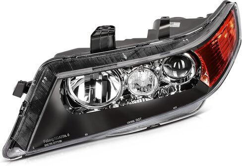 2004-2008 for Acura TSX Headlight Assembly Compatible with for 2004-2008 for Acura TSX Base Sedan 4-Door 2.4L Headlamp Black Housing Amber Reflector Replace Driver and Passenger Side Headlight in Kuwait
