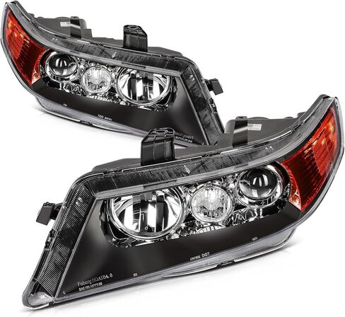 2004-2008 for Acura TSX Headlight Assembly Compatible with for 2004-2008 for Acura TSX Base Sedan 4-Door 2.4L Headlamp Black Housing Amber Reflector Replace Driver and Passenger Side Headlight in Kuwait