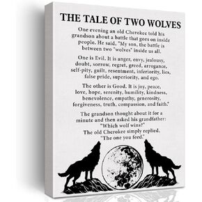 Inspirational Wall Art Decor Motivational Poster Framed Painting Print the Tale of Two Wolves Quote Canvas Artwork for Home Office Decor 12 X 15 Inch in Kuwait