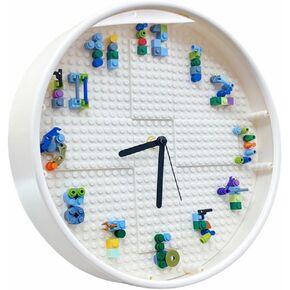 ساعة مكعبات بناء يمكنك صنعها بنفسك، ساعات حائط للأطفال، ديكورات غرف الأطفال، ديكور حائط لغرف الألعاب وغرف نوم الأطفال، طراز مبتكر ورائع ولطيف، هدايا عيد ميلاد للأولاد (إطار أبيض) in Kuwait