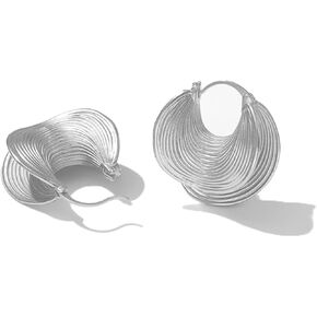 Large Chunky Gold Hoop Earrings for Women Gid Silver Statement Hoops Earrings Trendy Thick Flat Huggie Earrings Fashion Chunky Jewelry in Kuwait