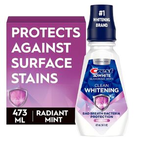 Crest 3D White Glamorous White Mouthwash, Alcohol Free Multi-Care Whitening Mouthwash, Arctic Mint, 16 fl oz (473 mL) - Pack of 4 in Kuwait