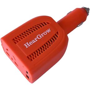 محول طاقة السيارة 100 وات، محول قابس مخرج تيار متردد من 12 فولت إلى 110 فولت، 18 وات USB-C PD & QC 3.0 منافذ شحن سريعة، محول سيارة لاسلكي صغير للغاية لأجهزة الكمبيوتر المحمول والكمبيوتر اللوحي والهواتف الذكية - برتقالي in Kuwait