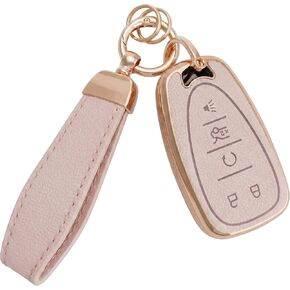 EKALA لملحقات غطاء مفتاح Chevy Key Fob، حافظة مفاتيح ناعمة من مادة TPU مع سلسلة مفاتيح جلدية لسيارة Chevy Malibu Cruze Camaro Traverse Sonic Volt Bolt Equinox 5 أزرار (أسود) in Kuwait