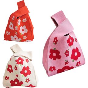 3 Pieces Women's Pocket Handbags Cute Knot Cufflinks Tote Bag, Suitable for all occasions (red) in Kuwait