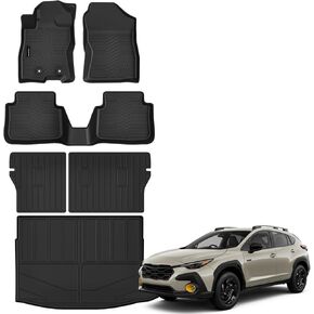 Auxko All Weather Floor Mats Cargo Mat Backrest Mat for 2026 Subaru Crosstrek Hybrid TPE Rubber Liners Accessories for 2026 Subaru Crosstrek Hybrid Odorless Anti-Slip Floor Mats Trunk Mat Black in Kuwait