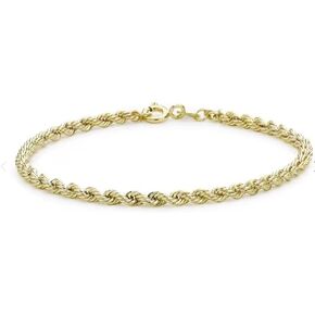 2.5MM 14K Solid Gold Diamond Cut Rope Bracelet for Women & Men - 14K Real Gold Rope Bracelet for Men & Women Jewelry Gifts (7.50 Inches) in Kuwait