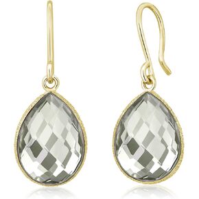 Gem Stone King 13.00 Cttw Green Prasiolite Dangle Earrings For Women | 18K Yellow Gold Plated Silver | Gemstone Birthstone | Pear Shape 16X12MM in Kuwait