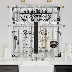 قواعد المطبخ الستائر الستائر والطبقات مجموعة للنوافذ، مقهى نافذة الحمام الستار الستارة 3 قطعة مجموعات، ديكور المطبخ لغرفة المعيشة، 54 بوصة × 36 بوصة in Kuwait