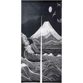 Noren Japanese Style Doorway Curtain with a Picture of Mt.Fuji Mountain Fuji Ukiyoe Printed on it (pattern2) in Kuwait