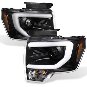 ACANII - For 2013-2014 Ford F150 LED DRL Tube D3S HID Black Housing Projector Headlights Headlamps, Driver & Passenger in Kuwait
