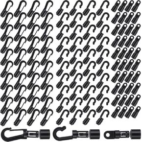 120 Pcs Bungee Shock Cord Hooks, 3 Type Plastic Terminal Ends Hook for 1/4 Inch to 5/16 Inch Cord, S Open, Bendy and Straight Hooks for Kayak, Marine, Camping in Kuwait