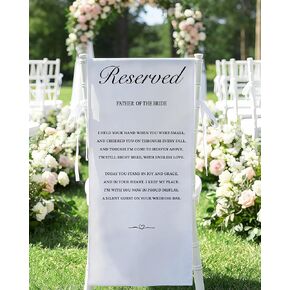 Reserved for Father of the Bride in Loving Memory Wedding Sign, Save a Seat for Someone in Heaven, Reserved Signs for Wedding 15 x 53 Inch Canvas with Straps in Kuwait