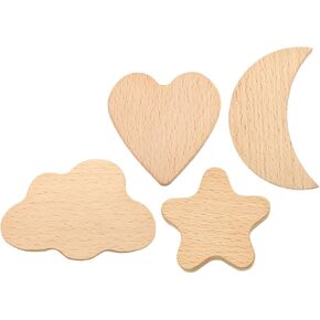 Homoyoyo Wooden Drawer Knobs and Cabinet Pull Handles for ’ Furniture, Single-Hole Cartoon Star, Cloud, Moon, Heart Shapes, Smooth Edges, Set of 4 for Bedroom and Playroom Decor in Saudi Arabia