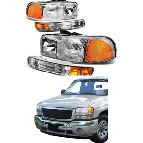 المصابيح الأمامية متوافقة مع 1999-2007 جي إم سي سييرا 1500/2500، 2001-2007 جي إم سي سييرا 3500، 1999-2006 جي إم سي يوكون 1500/2500 مبيت مدخن in Kuwait