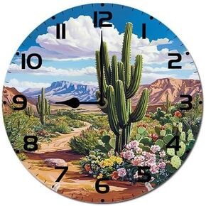 Cactus Desert Scen Kitchen Home 10 Inch Silent Vintage Design Round Wall Clock Numerals Design Non Ticking Retro Clocks Home Decor Desk Clock in Saudi Arabia