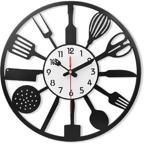 Modern Kitchen Creative Wall Clock,15.7 Inch,with Fork and Spoon Decorative Clocks, Silent, Non Ticking, Battery Operated, Wall Clock Decorative for Bedrooms, Farmhouses, Dining Rooms in Saudi Arabia