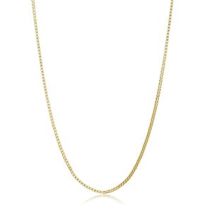 قلادة بسلسلة مربعة من الفولاذ المقاوم للصدأ مطلية بالذهب الأصفر عيار 2.5 مم من The Bling Factory 24 قيراط in Kuwait